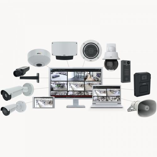 a computer Network of Closed-circuit television Access control with Hikvision cameras, monitors and security devices